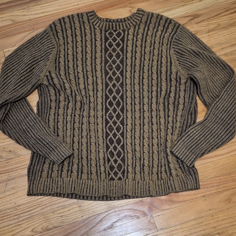 Protege Collection Men's Brown Cable Knit Sweater Sz XL Gently Loved